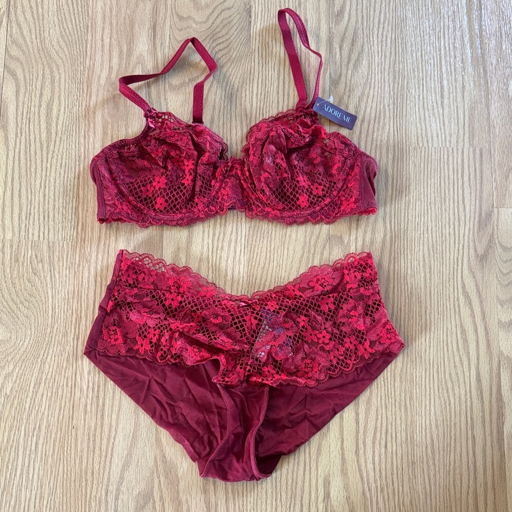 Adore Me Scarlet Lace Bra and Panty Set